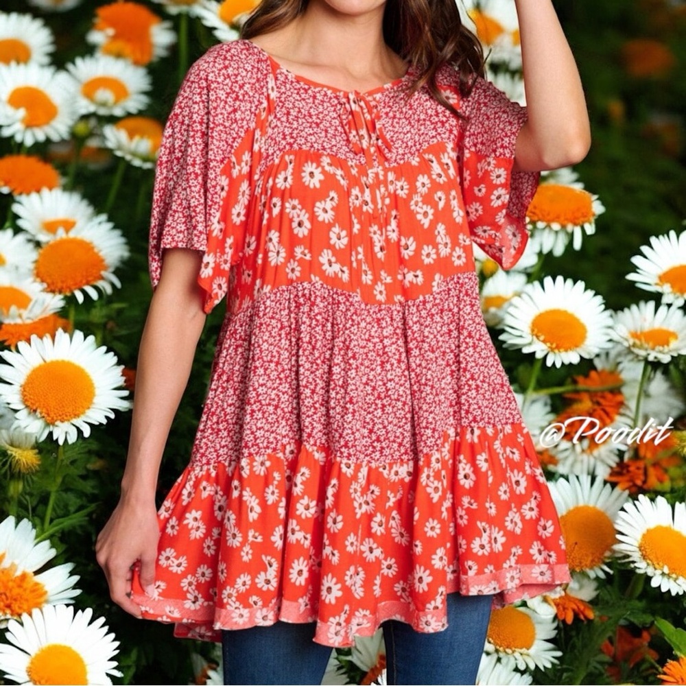 EASEL Floral pockets tunic blouse S M L - Picture 4 of 11